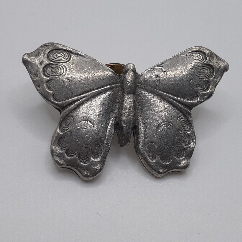 Pewter Butterfly Lapel Hat Pin or Tie Tack - Picture 3 of 4